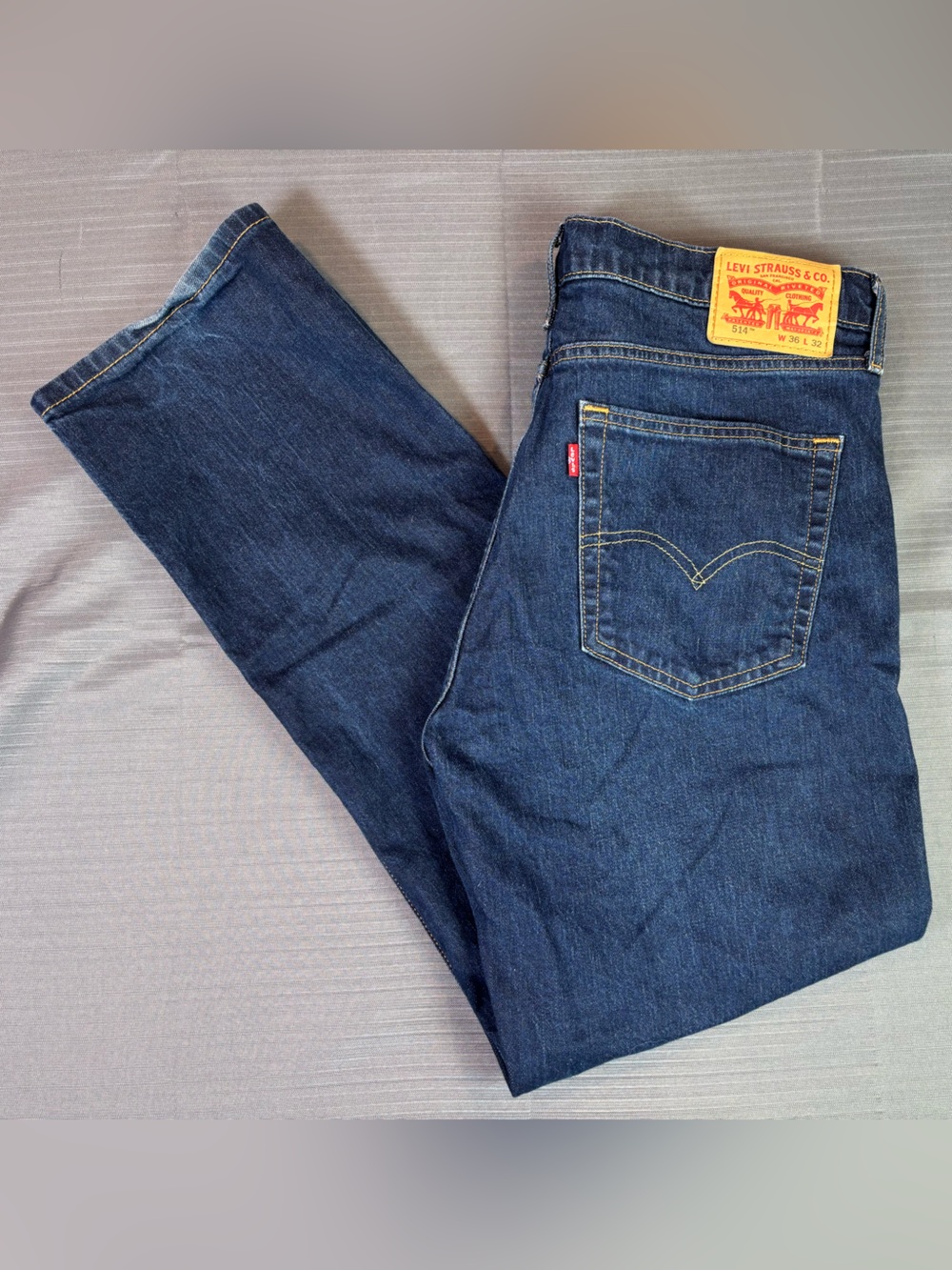 Levi’s 514 Straight Fit Jeans 36x32 Dark Wash WaterLess Stretch Denim Mens
